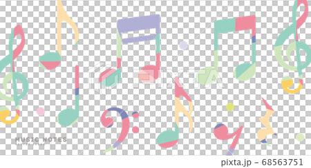 パステルカラーの音符 ベクターアイコンセット 68563751