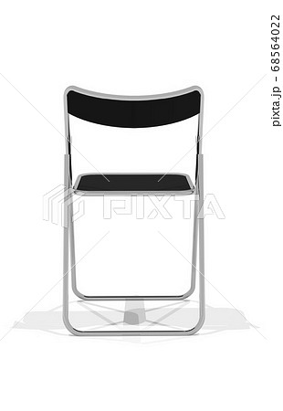 後ろから見た1脚のパイプ椅子の3dレンダリングのイラスト素材