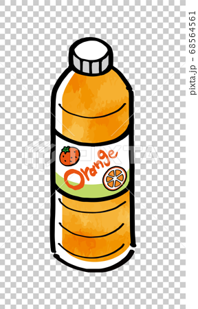 ペットボトル飲料のオレンジジュースのイラスト素材