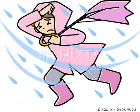 暴風雨の中を進む人 68564653