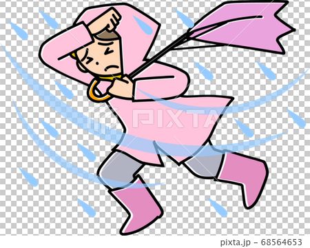暴風雨の中を進む人 68564653