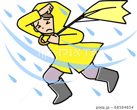 暴風雨の中を進む人 68564654