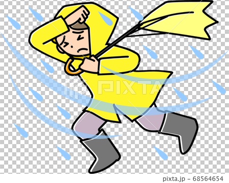 暴風雨の中を進む人 68564654