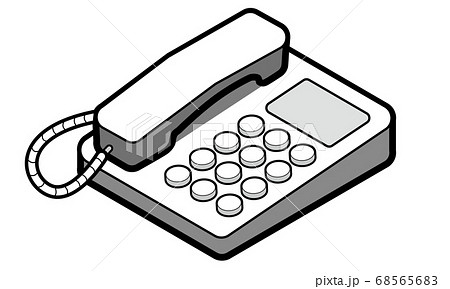 オフィスや家庭にある固定電話機のイラスト素材