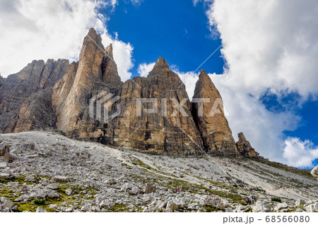 View from the three peaks of Lavaredo in the View from the three peaks of Lavaredo in the 68566080