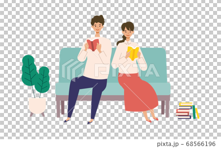 読書を楽しむ男女のイラスト 読書を楽しむ男女のイラスト 68566196