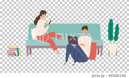 Illustration of men and women who use a smartphone to connect to the internet Illustration of men and women who use a smartphone to connect to the internet 68566198