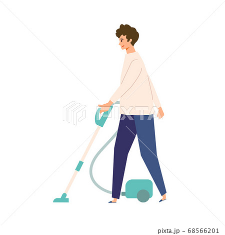 掃除機をかける男性のイラスト 68566201