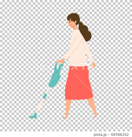 掃除機をかける女性のイラスト 掃除機をかける女性のイラスト 68566202