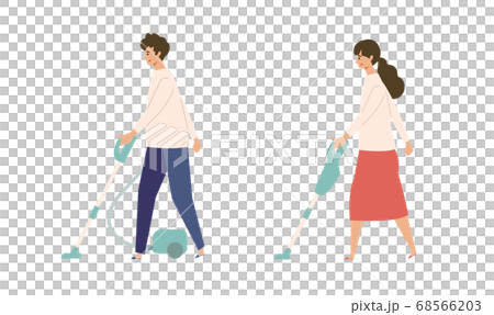 掃除機をかける男女のイラスト 68566203