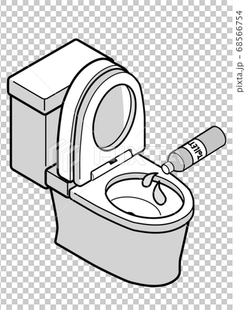 洋式トイレの便器に洗剤をかけるのイラスト素材