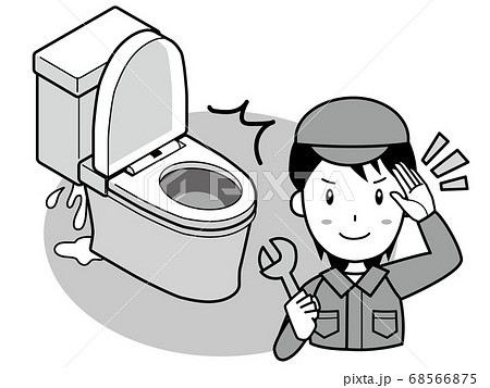 トイレの故障修理はおまかせください タンクの水漏れ のイラスト素材