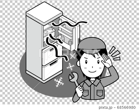 冷蔵庫の故障修理はおまかせください 冷えすぎ のイラスト素材