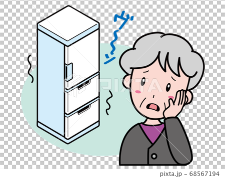 冷蔵庫から異音がして困っているおばあさん 冷蔵庫から異音がして困っているおばあさん 68567194