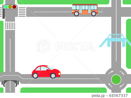 車と道路のフレーム4 背景 メッセージカードのイラスト素材