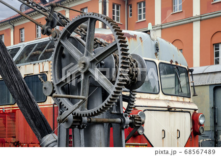 19th century iron crane in train station 68567489