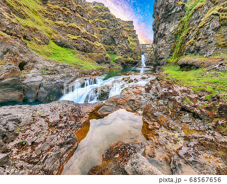 Marvelous view of  Kolugljufur canyon and 68567656