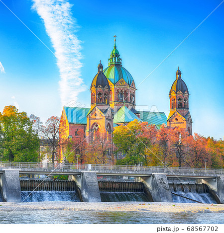 Fantastic autumn view on Saint Lucas Church (Lukas Fantastic autumn view on Saint Lucas Church (Lukas 68567702