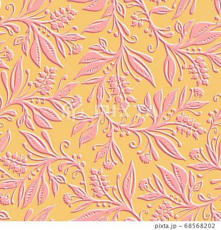 Floral seamless pattern with leaves and berries. Hand drawn and digitized. Floral seamless pattern with leaves and berries. Hand drawn and digitized. 68568202