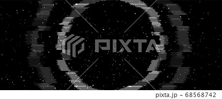 Glitch laser neon circle on black sky background 68568742