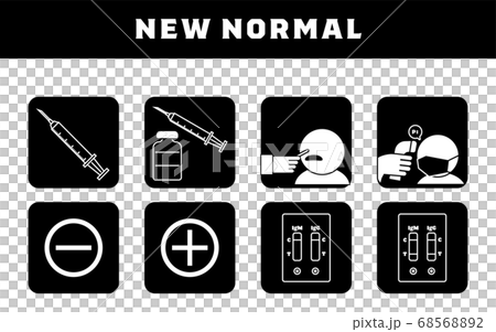 ワクチン接種やPCR検査、抗体検査などのセットイラスト 68568892