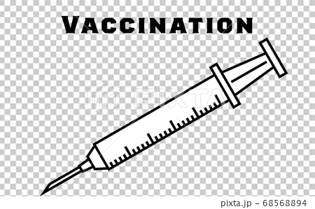 ワクチン接種に使う注射器のイラストのイラスト素材