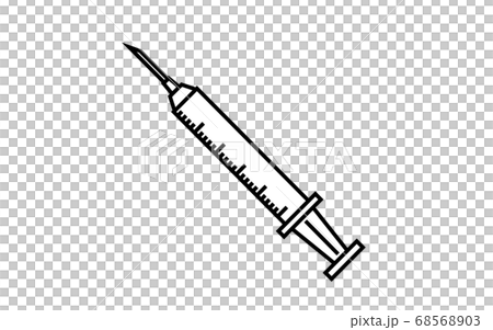 ワクチン接種に使う注射器のイラストのイラスト素材