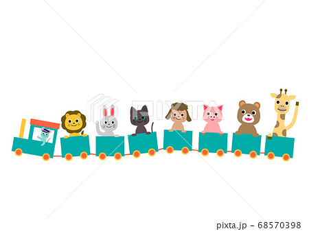 汽車に乗る動物たちのイラスト素材