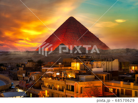 Illuminated pyramid of Cheops Illuminated pyramid of Cheops 68570629