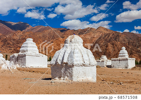 White stupas at Shey Monastery, Ladakh 68571508