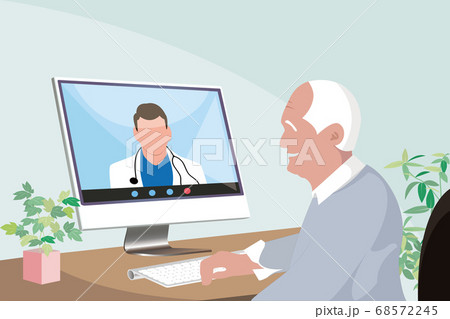 senior asian man staying at home consulting a doctor through video call 68572245