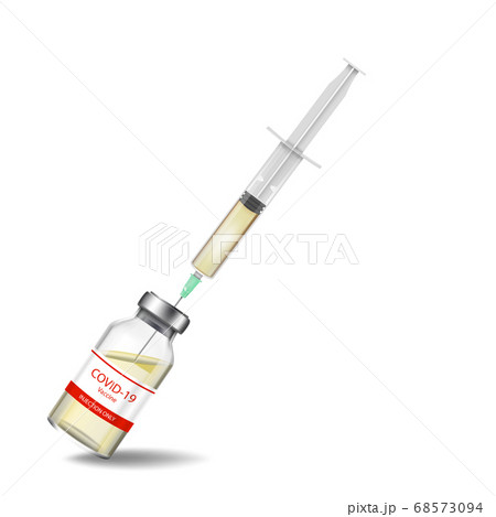 syringe and vaccine bottle on white 68573094