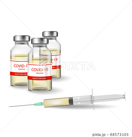 Vaccine bottles for covid on white 68573103