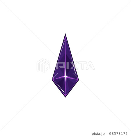 Dark purple sharp crystal gem in diamond shape isolated on white background 68573175