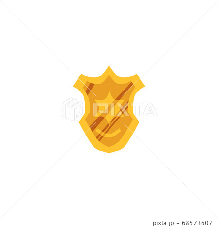 Police officer golden metal badge flat vector illustration isolated on white. 68573607