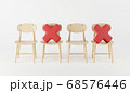 Social distancing chair wood chair with red pillow 68576446