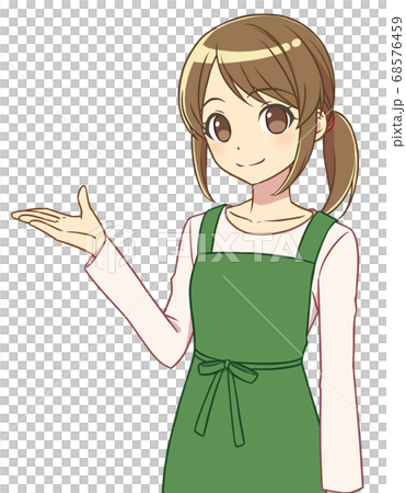 エプロンの女性 案内のイラスト素材 [68576459] - PIXTA