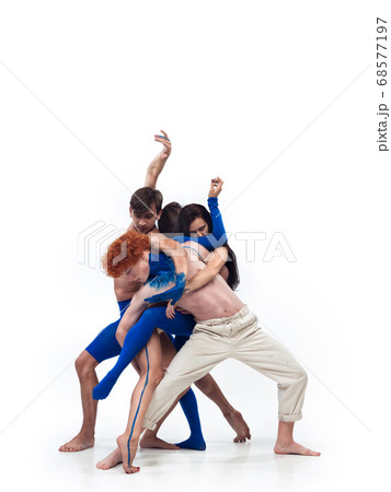 The group of modern dancers, art contemp dance, blue and white combination of emotions The group of modern dancers, art contemp dance, blue and white combination of emotions 68577197