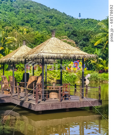 Gazebo on the lake in the Yanoda Rainforest 68578692