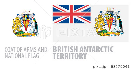 Vector set of the coat of arms and national flag of British Antarctic Territory 68579041
