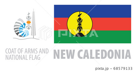 Vector set of the coat of arms and national flag of New Caledonia 68579133
