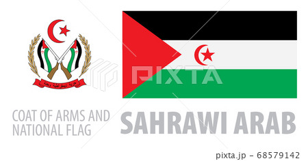 Vector set of the coat of arms and national flag of Sahrawi 68579142