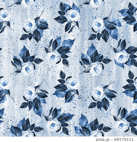 Blue seamless floral pattern with roses Blue seamless floral pattern with roses 68579151