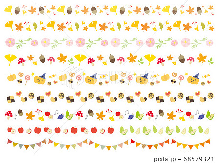 秋にまつわるイラストの飾り罫セット 秋にまつわるイラストの飾り罫セット 68579321