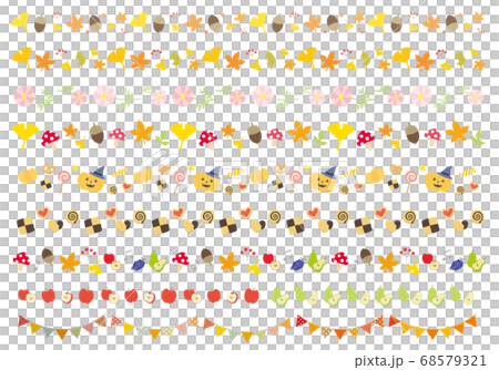 秋にまつわるイラストの飾り罫セット 秋にまつわるイラストの飾り罫セット 68579321