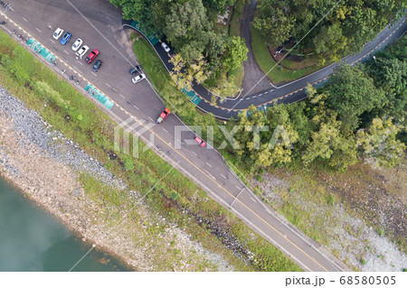 Aerial view top down photo from flying drone of 68580505