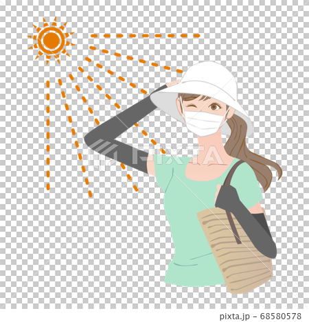 Woman who took measures against ultraviolet rays 03 68580578