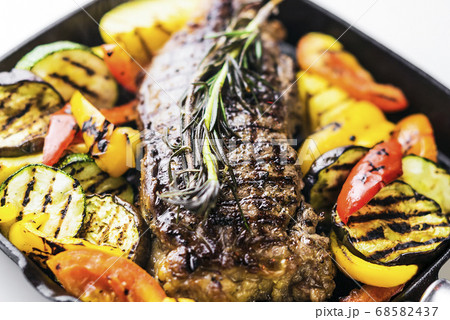 greek organic lamb steak with vegetables and herbs greek organic lamb steak with vegetables and herbs 68582437