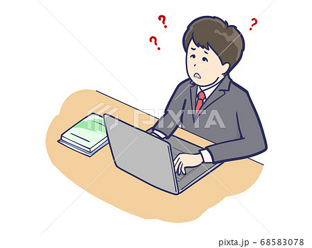 パソコン前であれこれ悩む就活男子 パソコン前であれこれ悩む就活男子 68583078