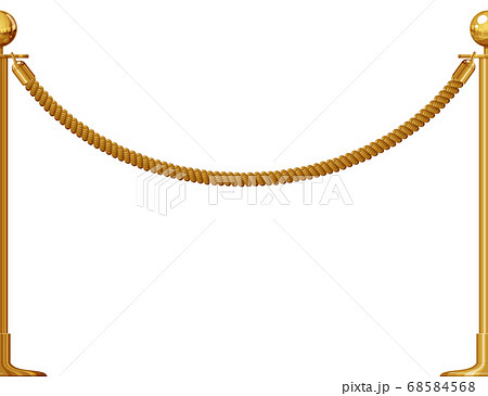 パーテーションロープ 整列用のポールのイラスト 金 金 シームレスのイラスト素材